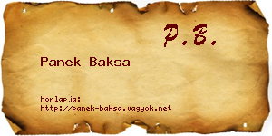 Panek Baksa névjegykártya
